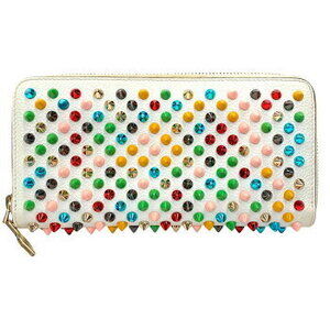 Christian Louboutin Panettone Round Zip Wallet Studs White Multicolor Long